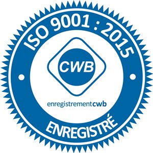 Badge de certification ISO 9001:2015, enregistrement CWB